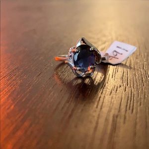 4 Prong Deep Blue Gem Stone 925 Silver Ring
